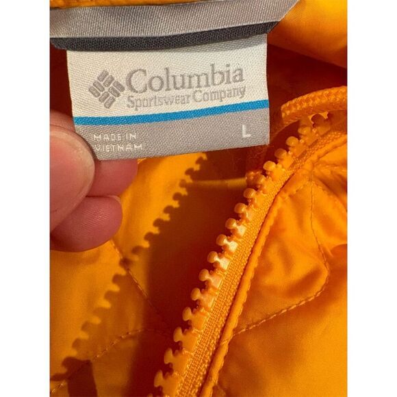 Columbia Women's Insulated Bomber Jacket Yellow Size L Hooded Casual - Picture 9 of 16